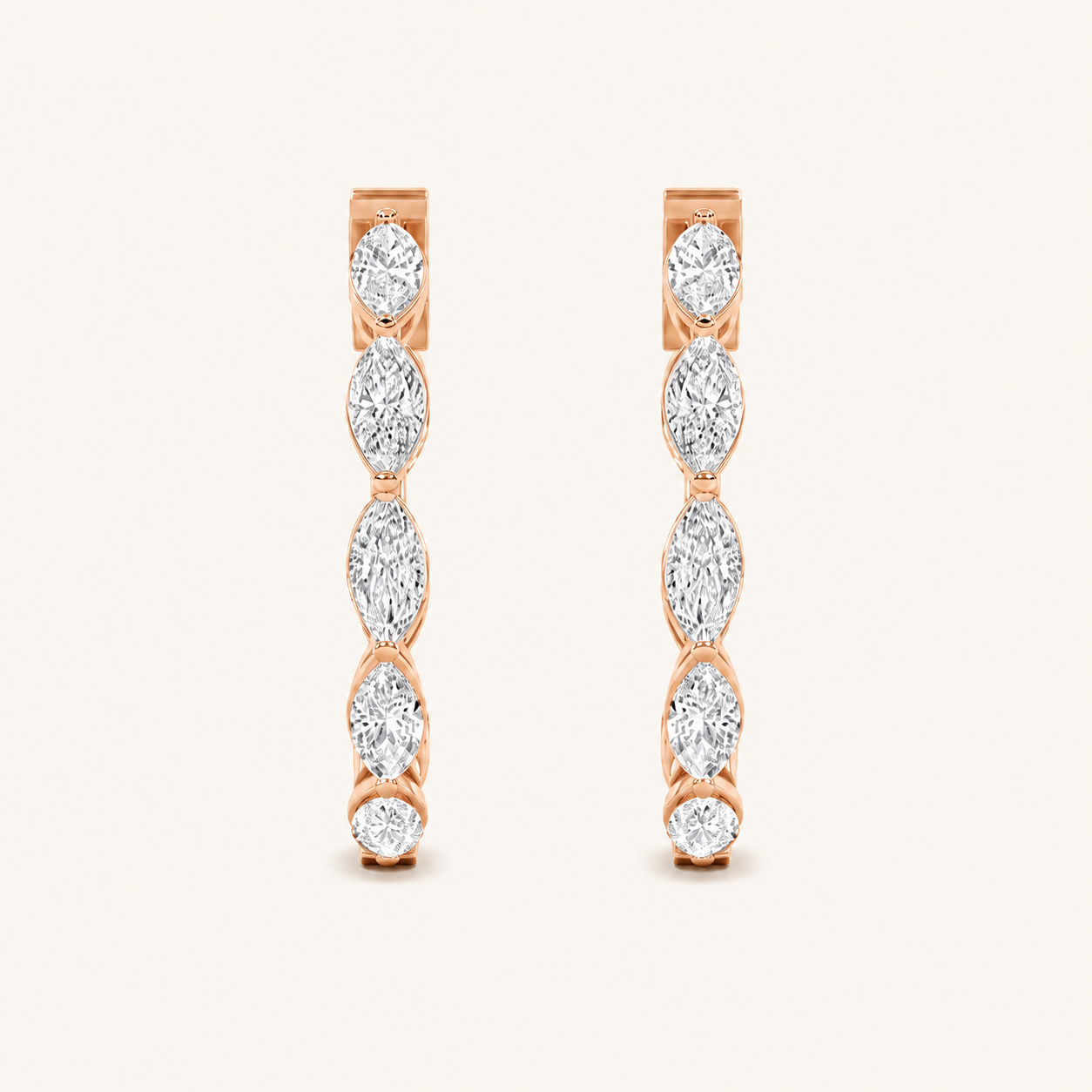4CT Marquise Cut Lab Grown Diamond Inside Out Hoop Earrings