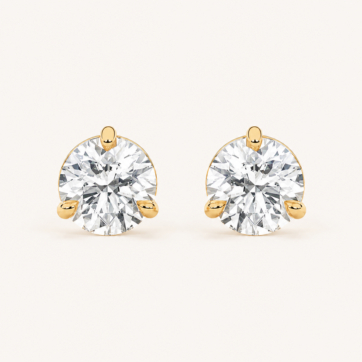 1CT Round Cut Lab Grown Diamond Classic Basket Set Stud Earrings