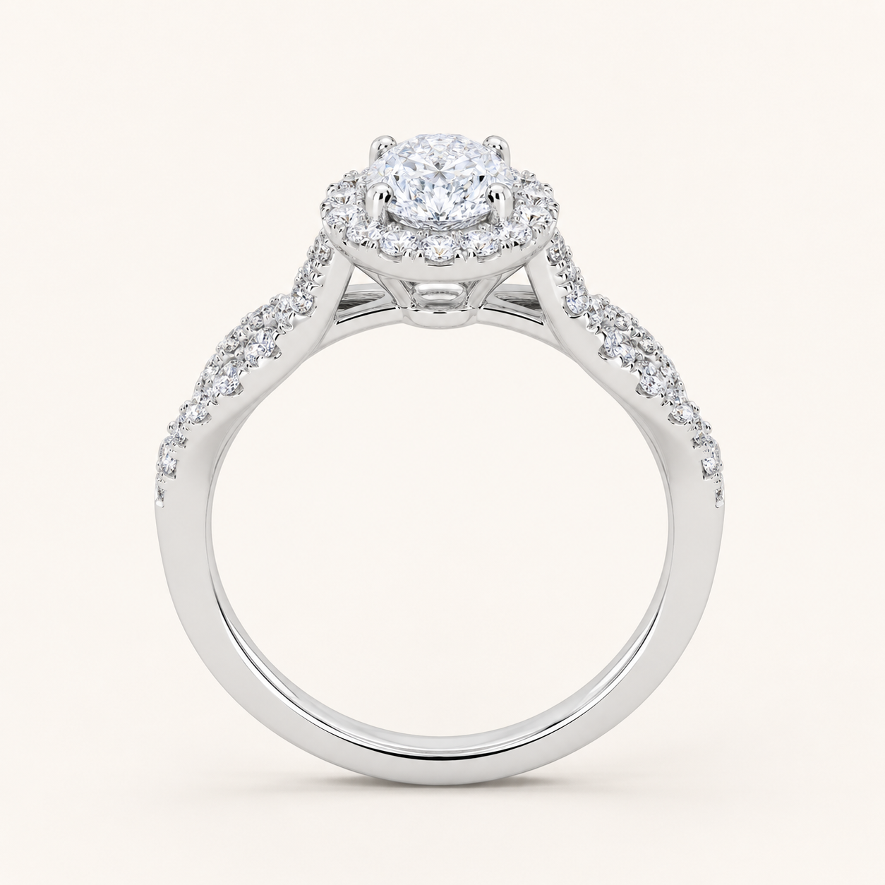 0.52 CT Oval Cut Lab Grown Diamond Promise Halo Ring
