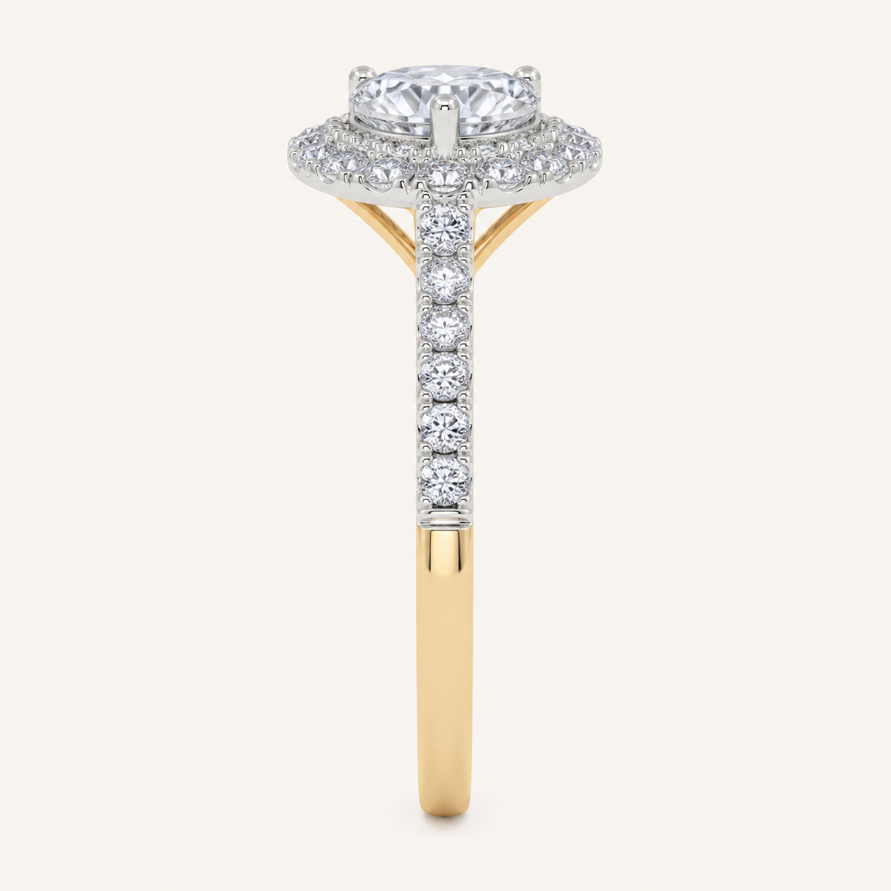 0.50 CT Pear Cut Lab Grown Diamond Promise Halo Ring