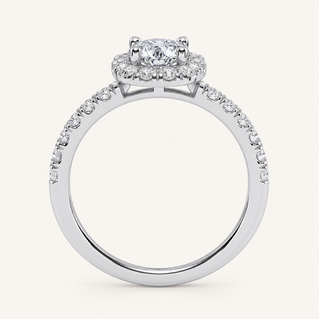 0.50 CT Round Cut Lab Grown Diamond Promise Halo Ring