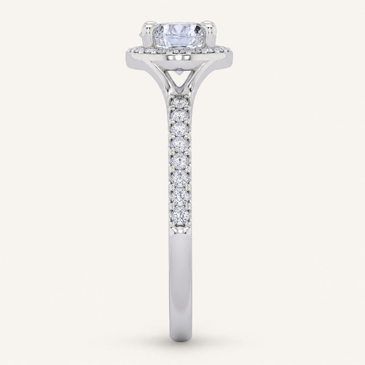 0.51CT Pear Cut Lab Grown Diamond Promise Halo Ring