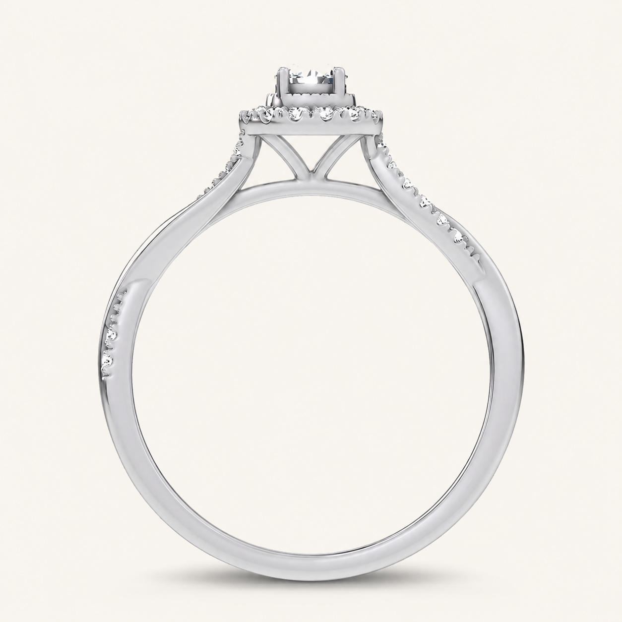 0.33CT Round Cut Certified Lab Grown Diamond Halo Ring