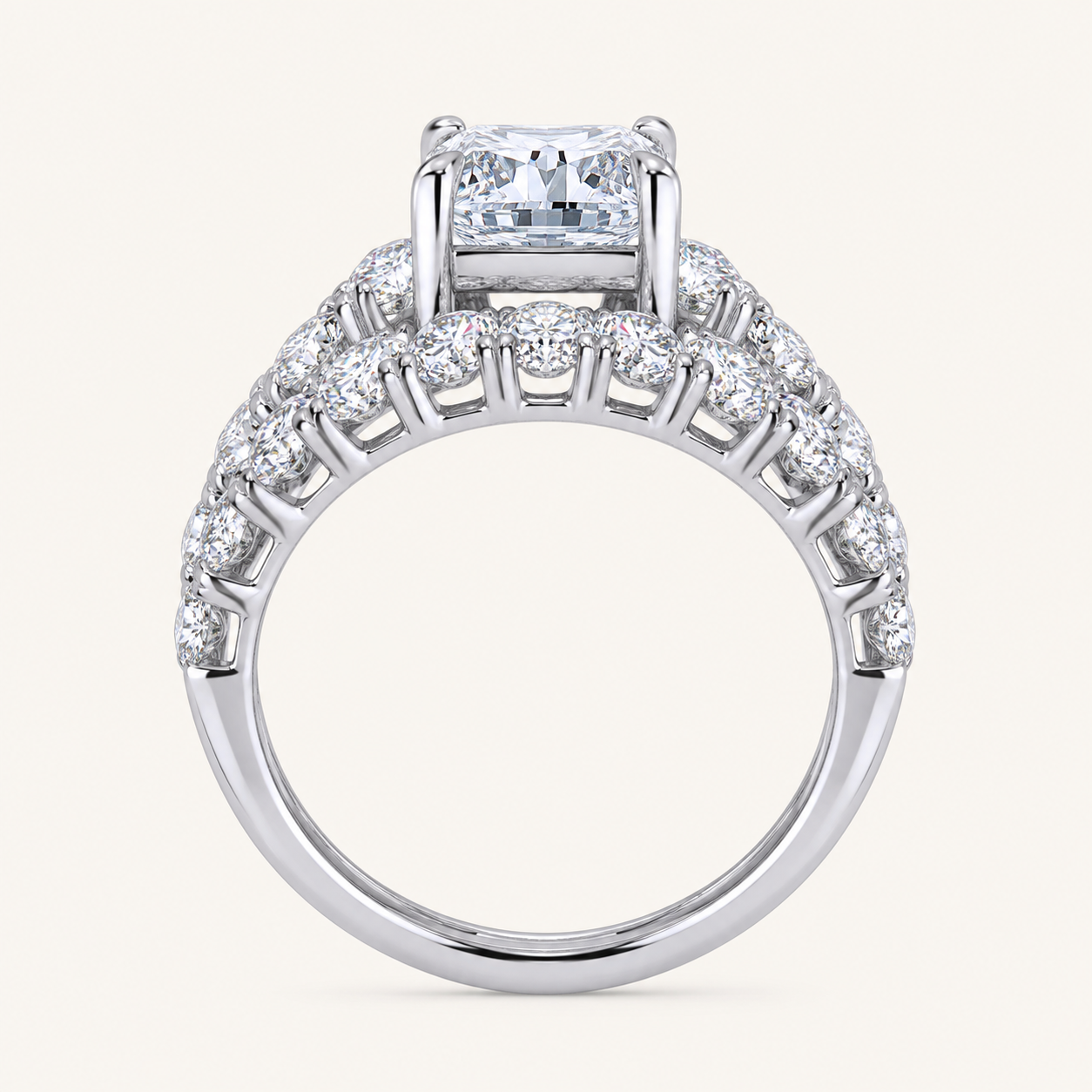 5.04CT Princess Cut Certified Lab Grown Diamond Hidden Halo Bridal Set