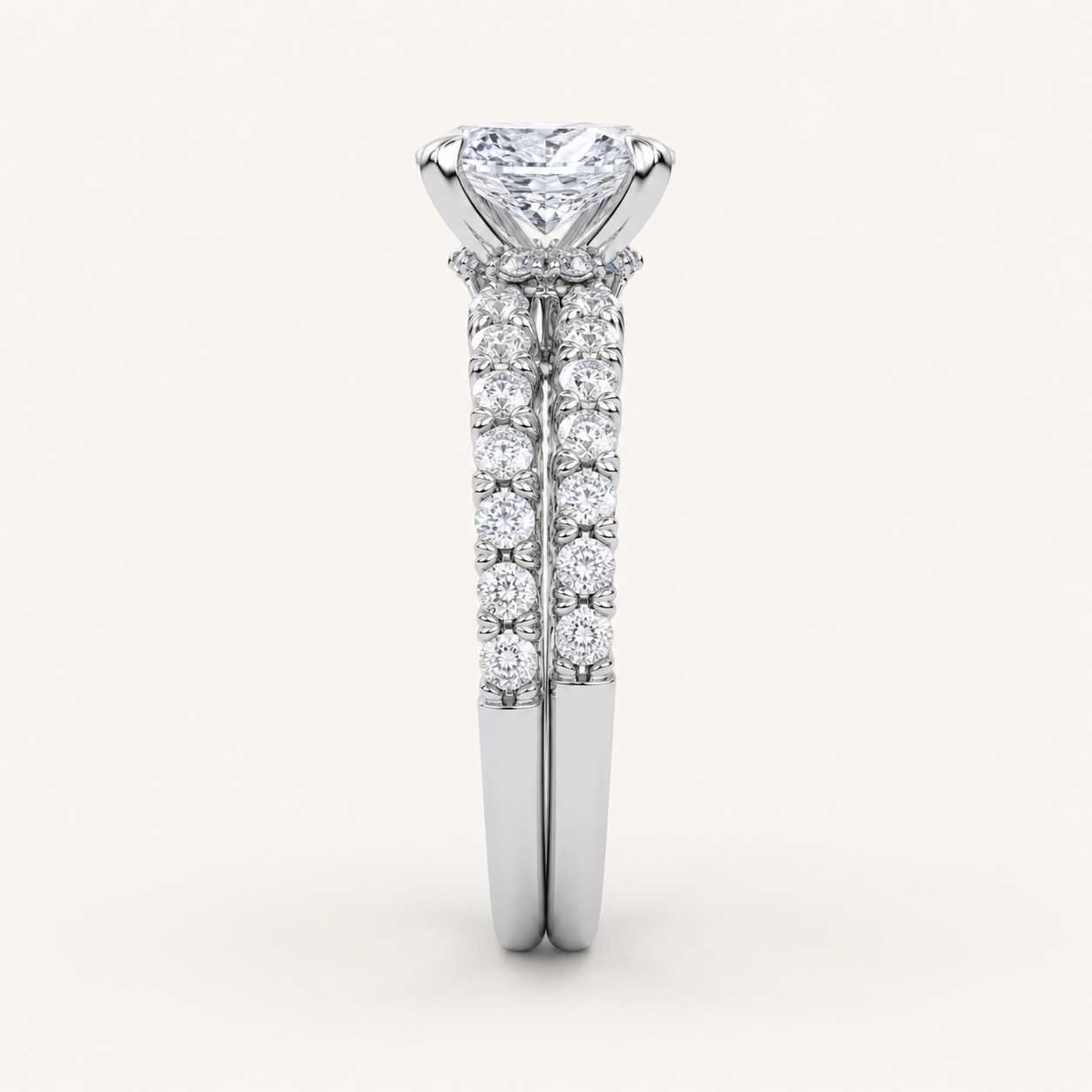 5.04CT Pear Cut Certified Lab Grown Diamond Hidden Halo Bridal Set