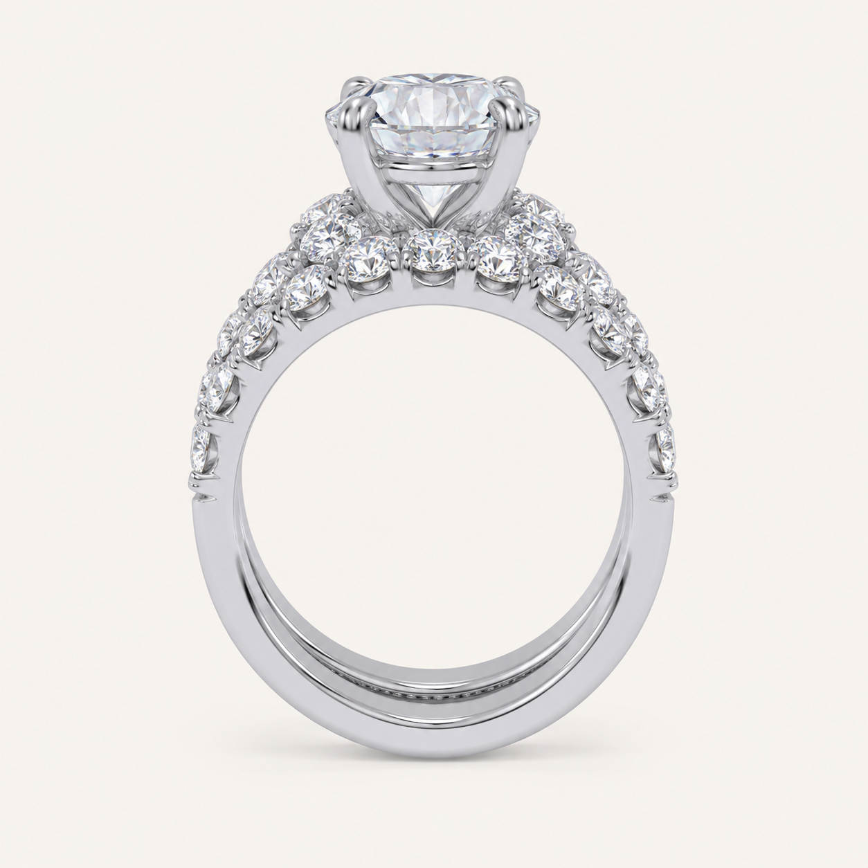 5.04CT Round Cut Certified Lab Grown Diamond Hidden Halo Bridal Set