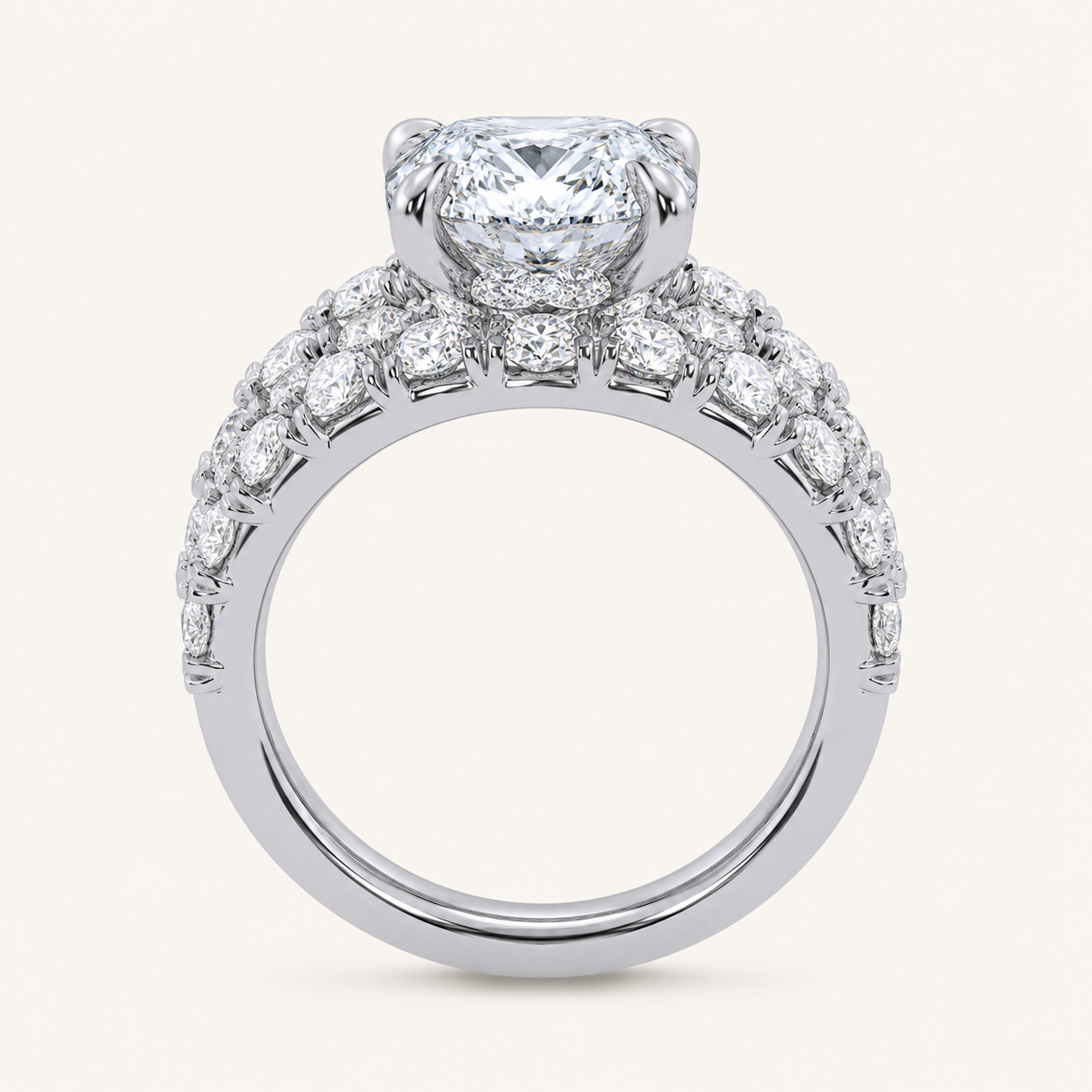 5.04CT Oval Cut Certified Lab Grown Diamond Hidden Halo Bridal Set