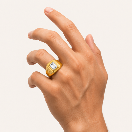 2CT Emerald Cut Lab Grown Diamond Men's Ring