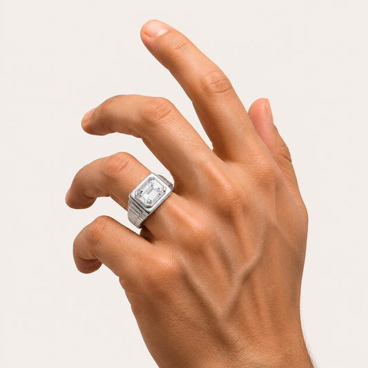 2.5CT Emerald Cut Lab Grown Diamond Men's Ring