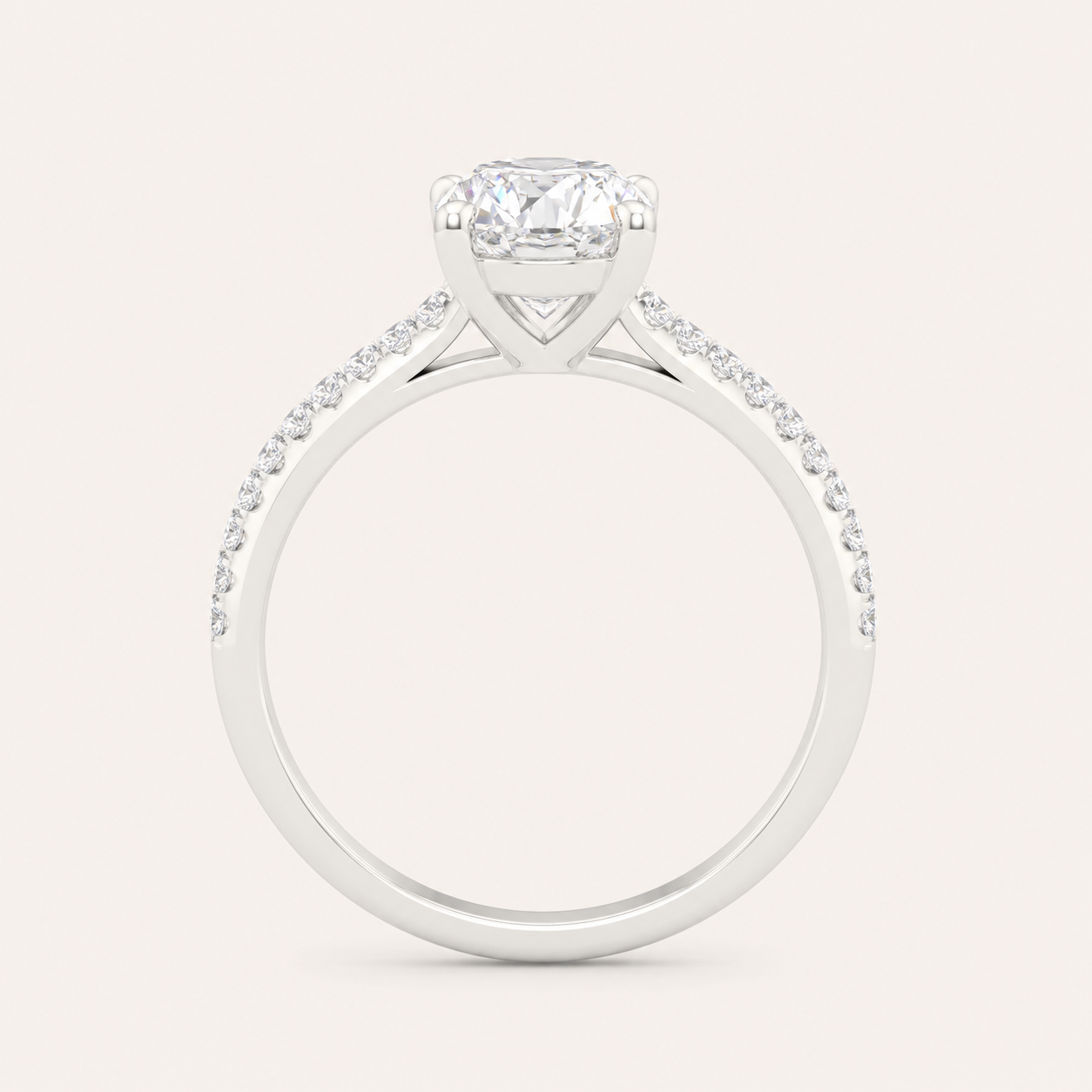 1.25CT Oval Cut Lab Grown Diamond Side Stone Ring