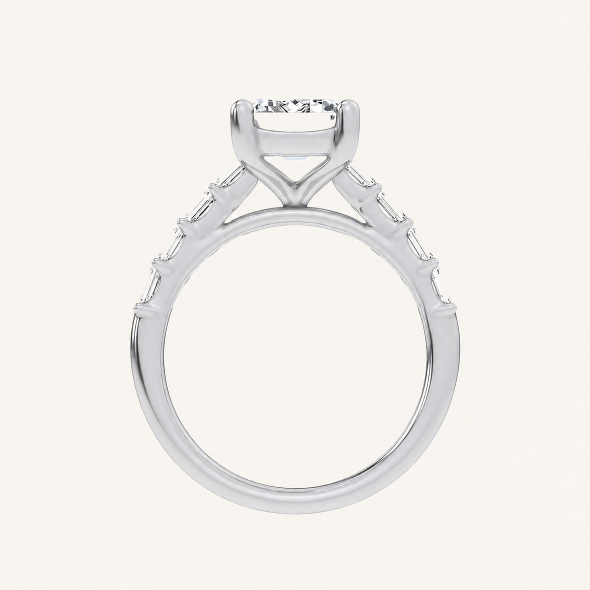 3.64CT Emerald Cut Certified Lab Grown Diamond Side Stone Ring
