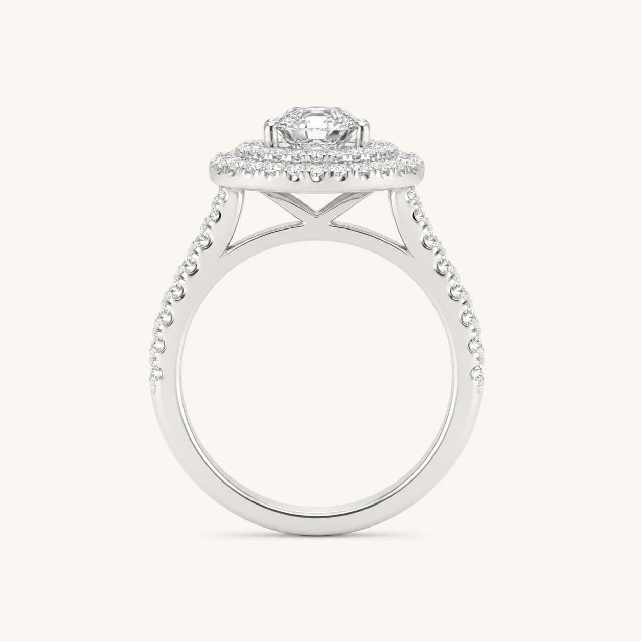 1.25CT Pear Cut Lab Grown Diamond Double Halo Ring
