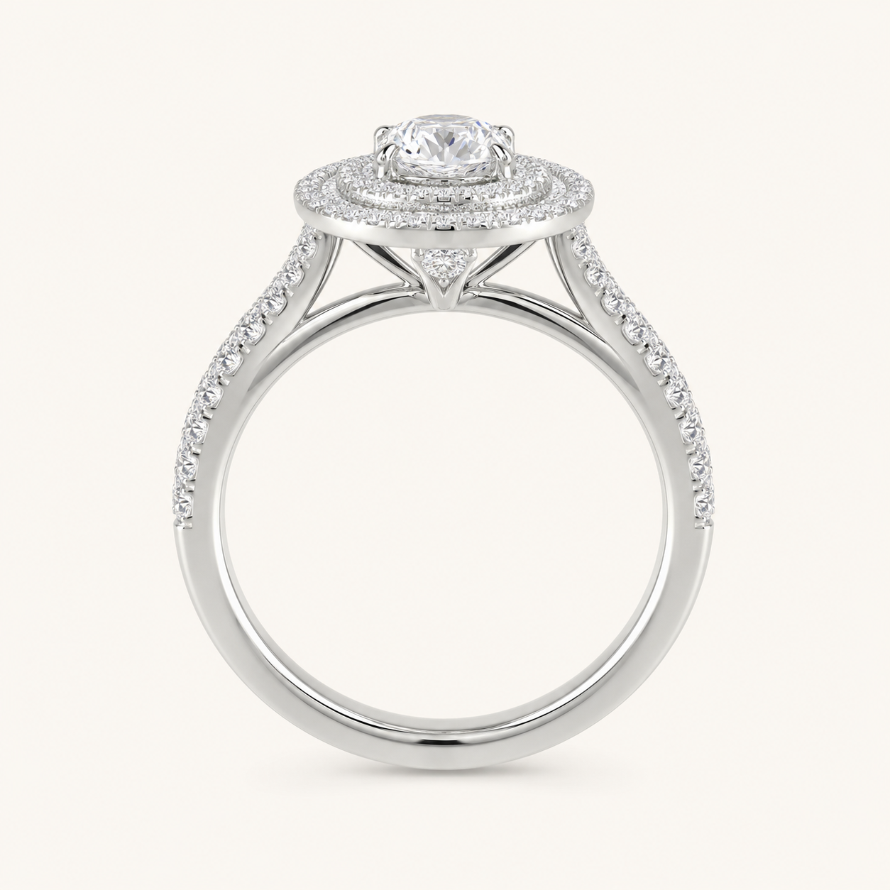 1.25CT Oval Cut Lab Grown Diamond Double Halo Ring