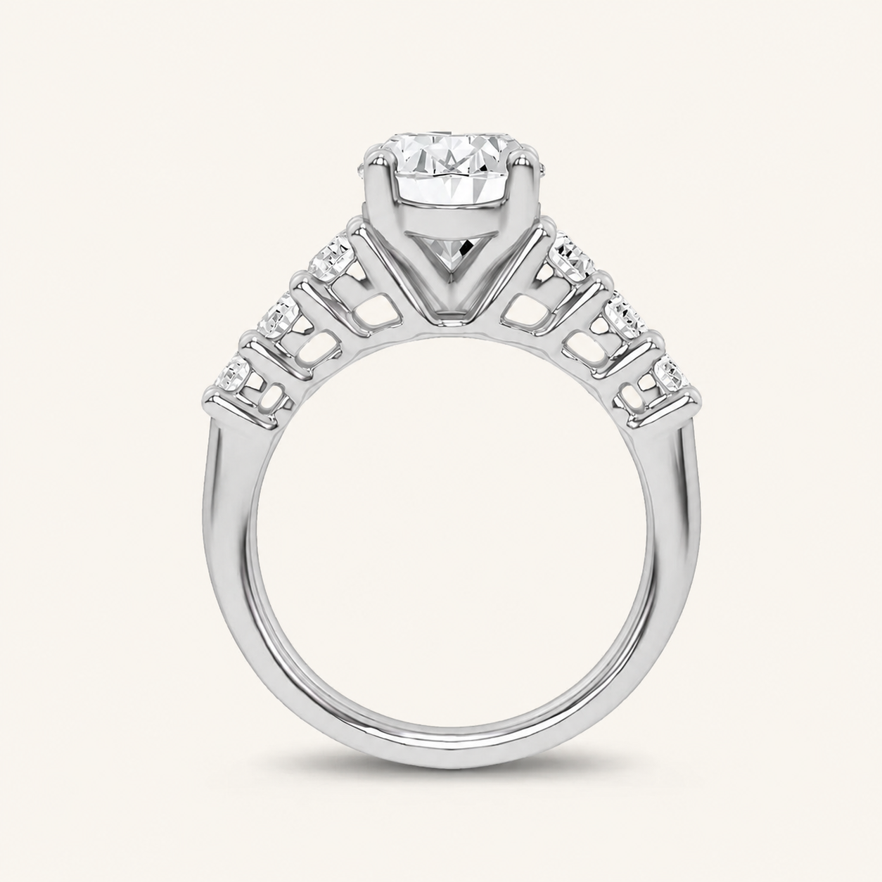 4.06CT Oval Cut Certified Lab Grown Diamond Engagement Cluster Ring