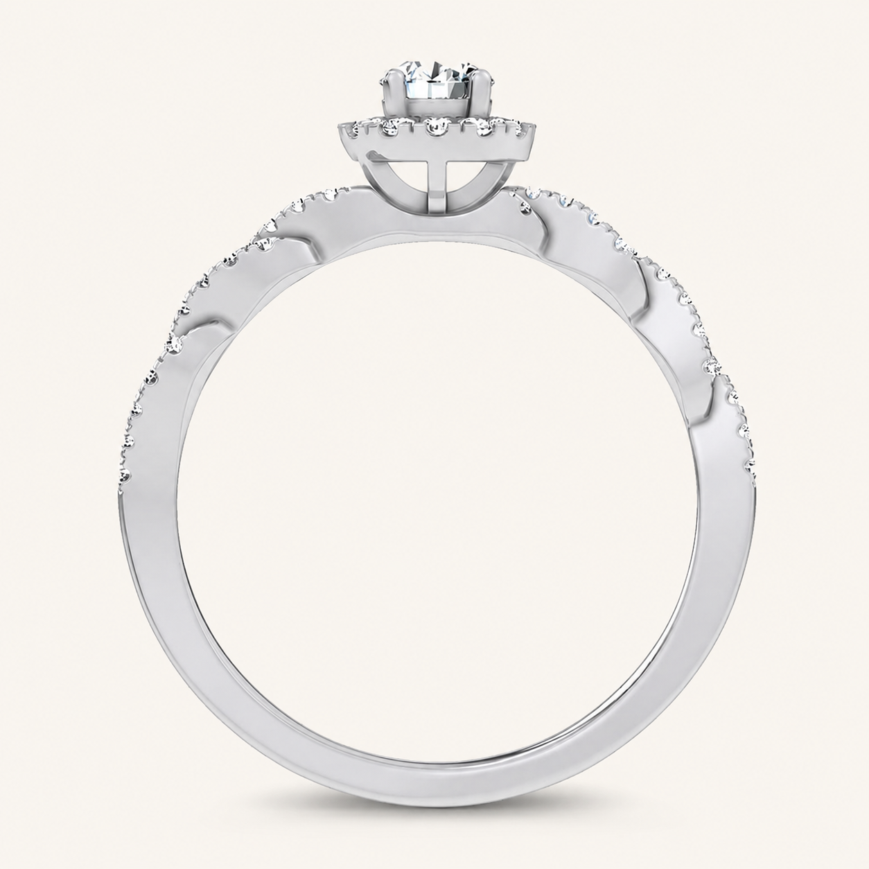 0.33CT Round Cut Certified Lab Grown Diamond Halo Ring