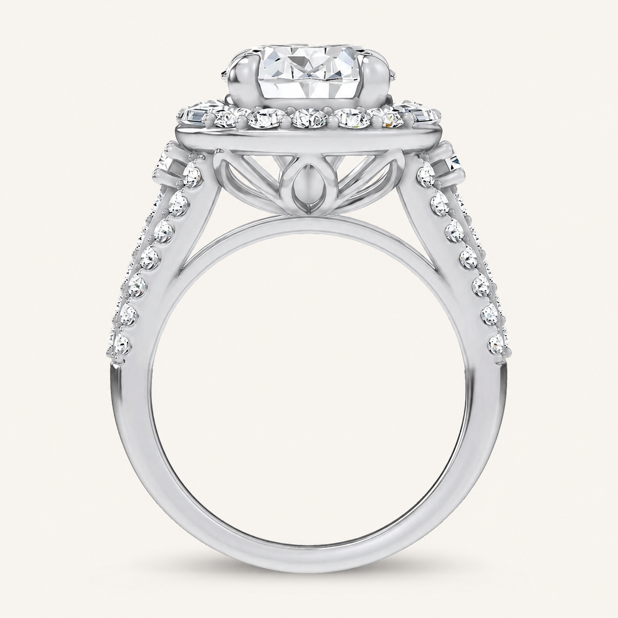 6.55CT Oval Cut Certified Lab Grown Diamond Halo Engagement Ring