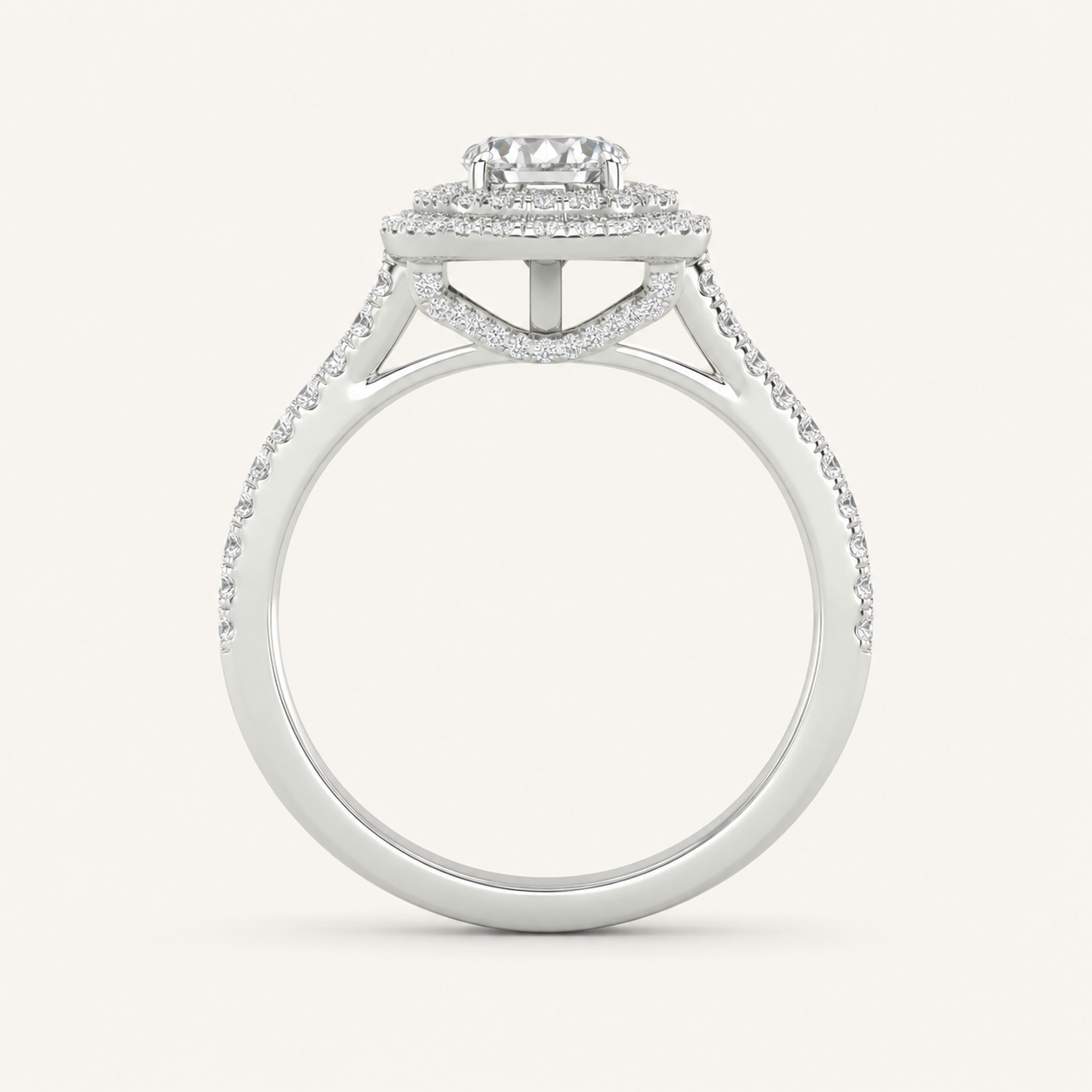 2CT Oval Cut Lab Grown Diamond Double Halo Ring