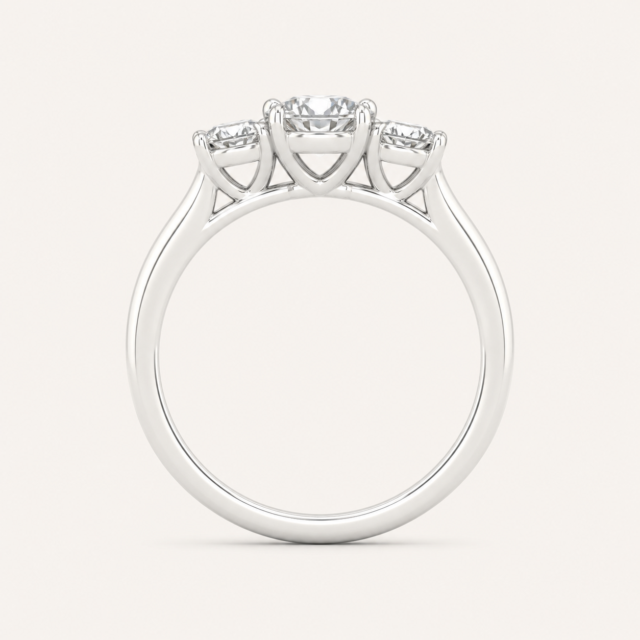 2CT Round Cut Lab Grown Diamond Three Stone Ring