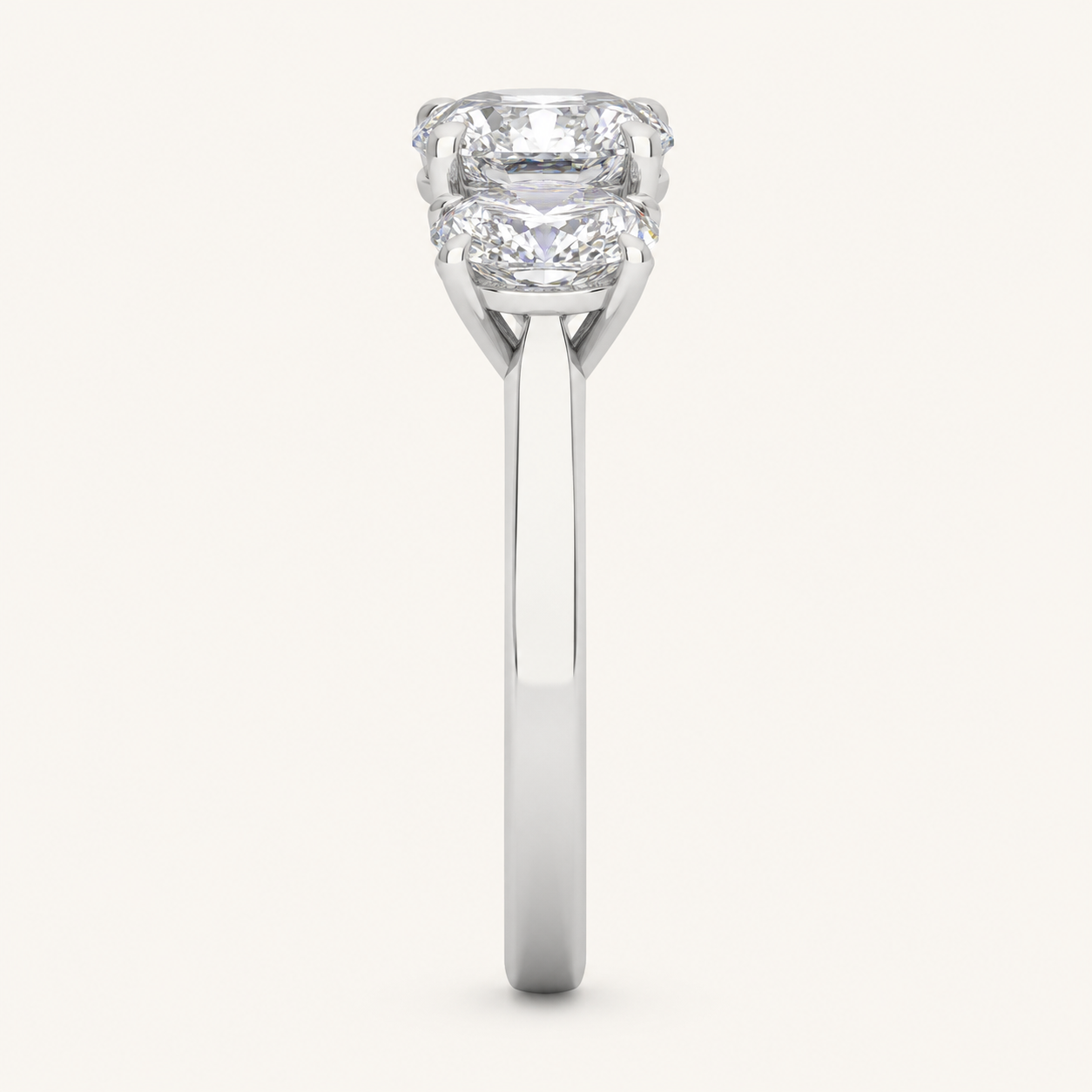 2CT Oval Cut Lab Grown Diamond Three Stone Ring
