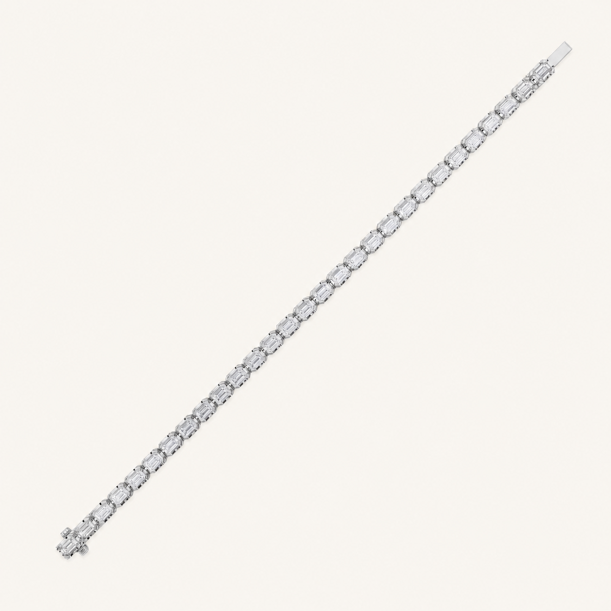12CT Emerald Cut Lab Grown Diamond Tennis Bracelet
