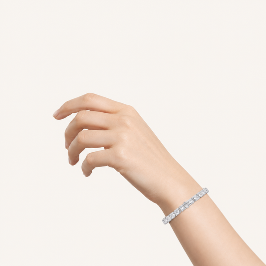 12CT Emerald Cut Lab Grown Diamond Tennis Bracelet
