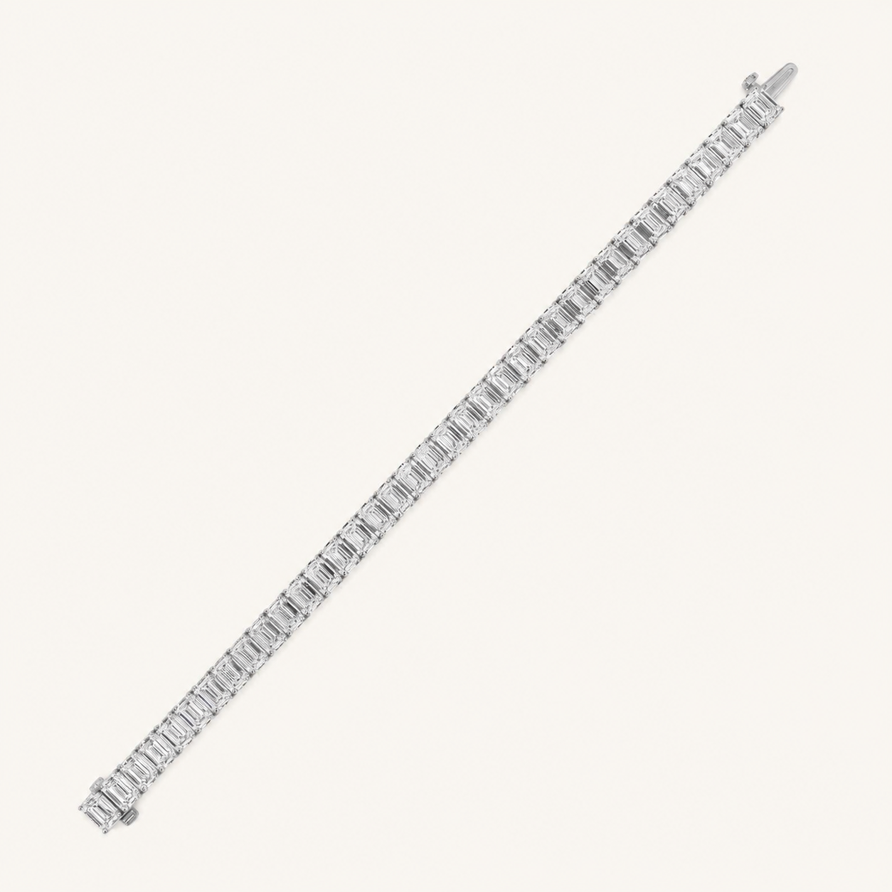 27CT Emerald Cut Lab Grown Diamond East West Line Bracelet