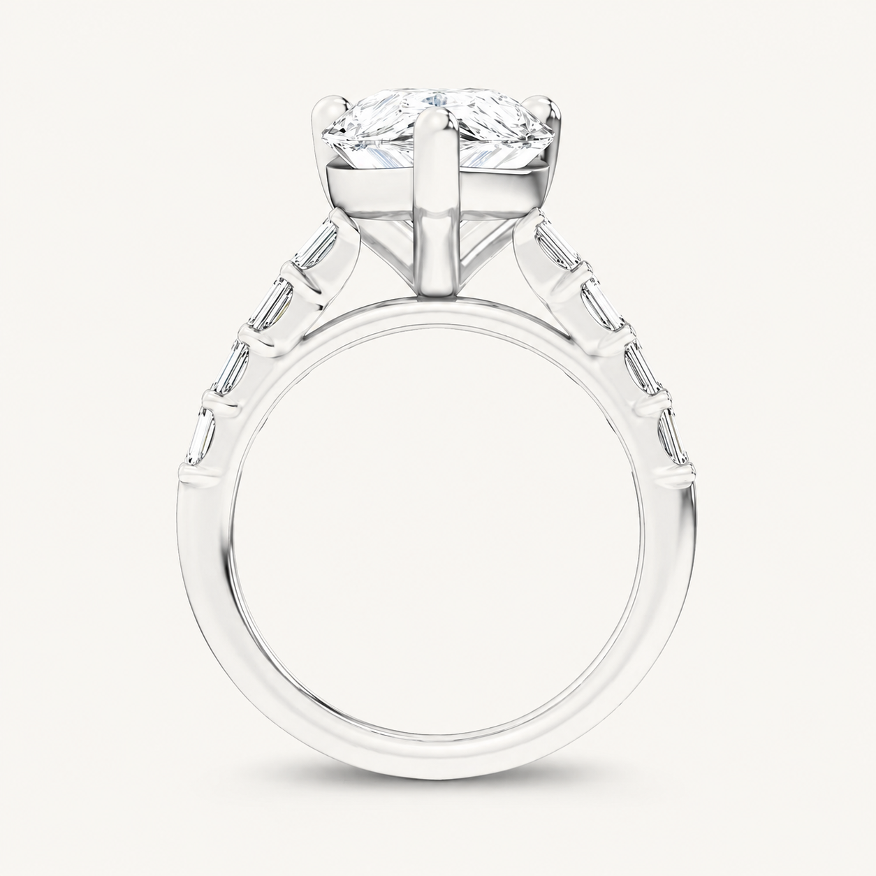 5.72CT Pear Cut Certified Lab Grown Diamond Side Stone Ring