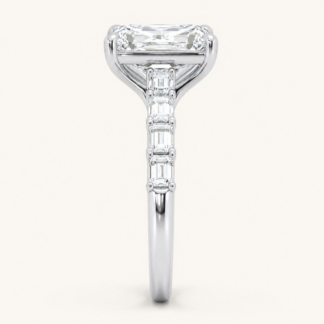 5.72CT Radiant Cut Certified Lab Grown Diamond Side Stone Ring