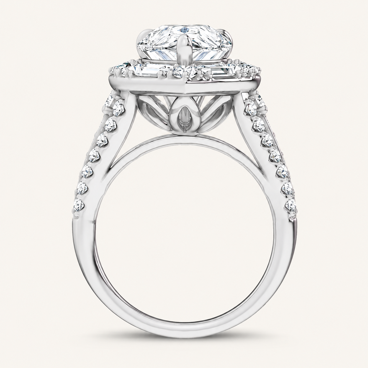 6.6CT Pear Cut Certified Lab Grown Diamond Cluster Ring