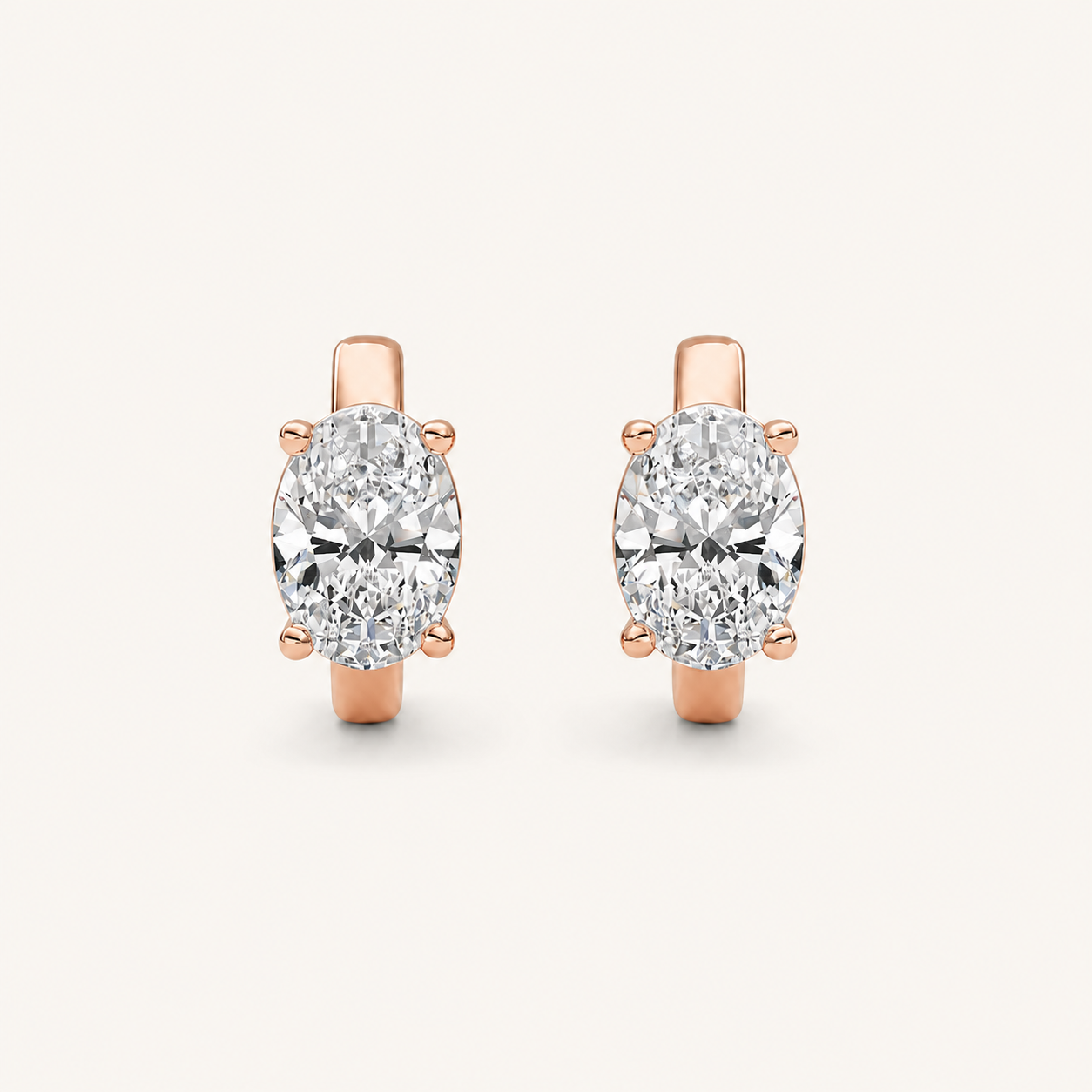 2CT Oval Cut Lab Grown Diamond Huggie Earrings