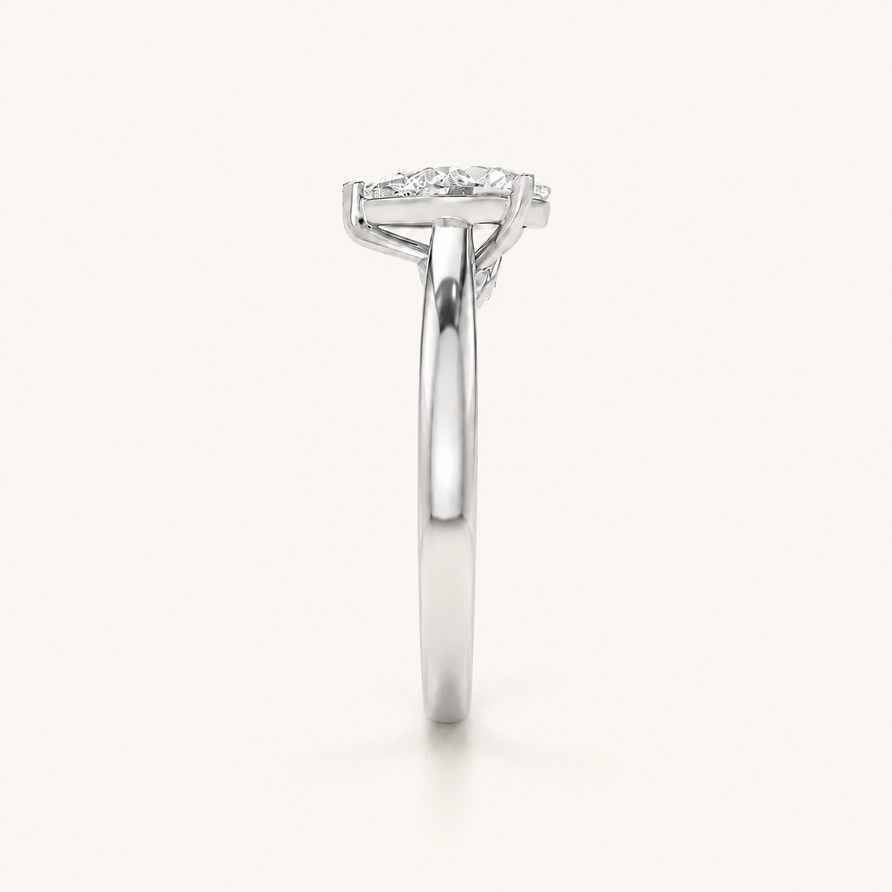 1.25 CT Pear Cut Lab Grown Diamond Accented Bridge Shank Solitaire Ring