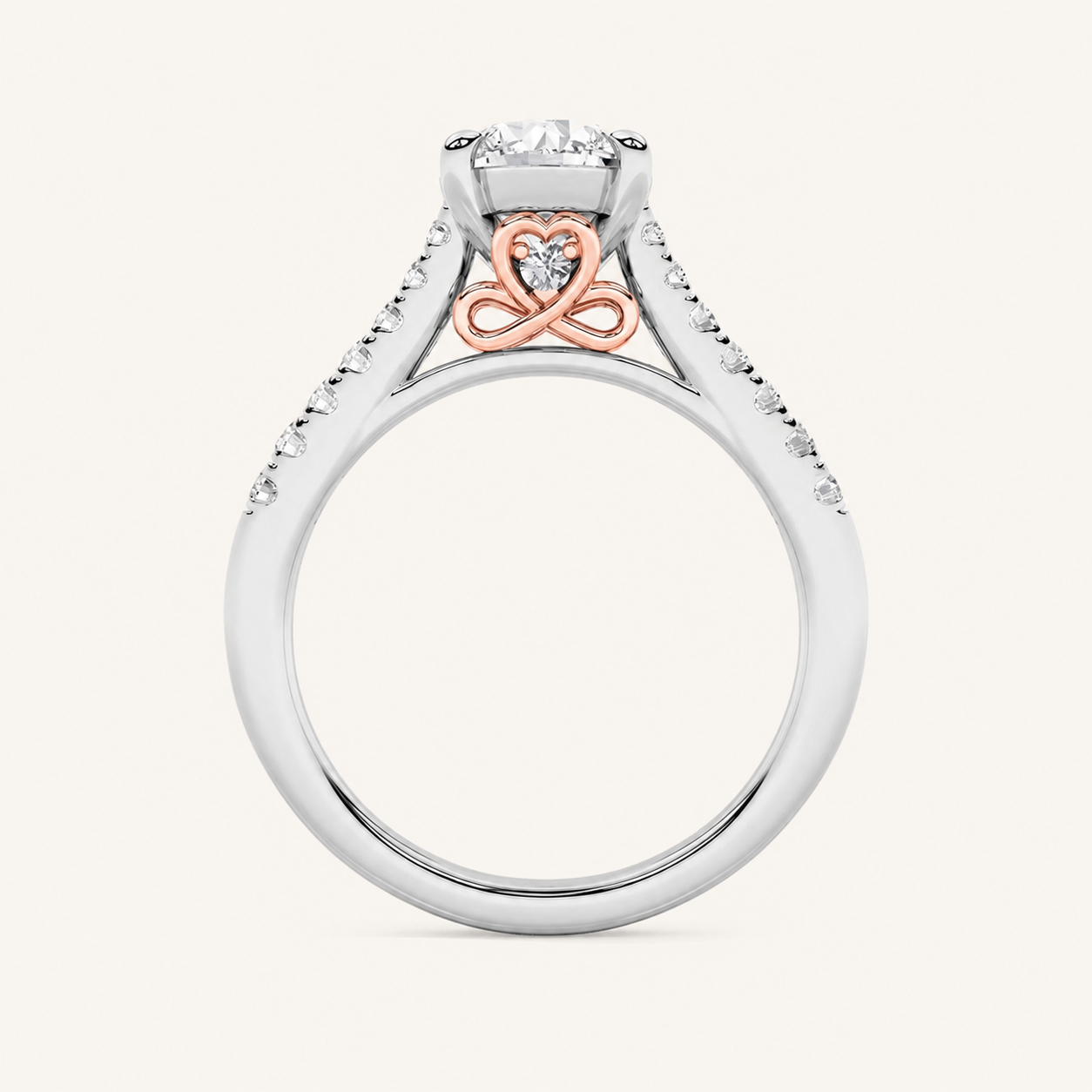 2.5CT Round Cut Lab Grown Diamond Petite Shank Accented Engagement Ring