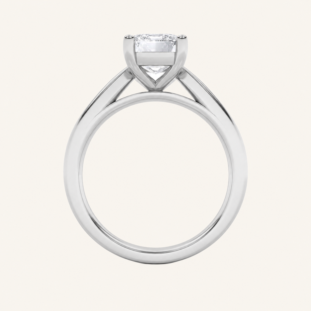 2CT Emerald Cut Lab Grown Diamond Classic Shank Solitaire Engagement Ring