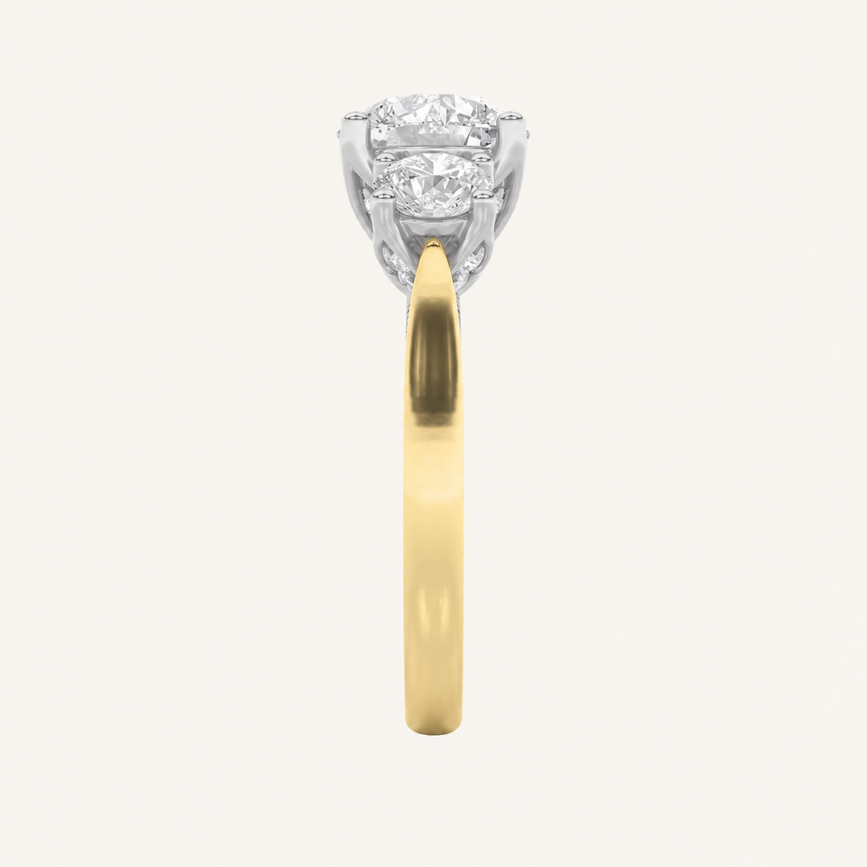 4CT Round Cut Lab Grown Diamond Three Stone Ring