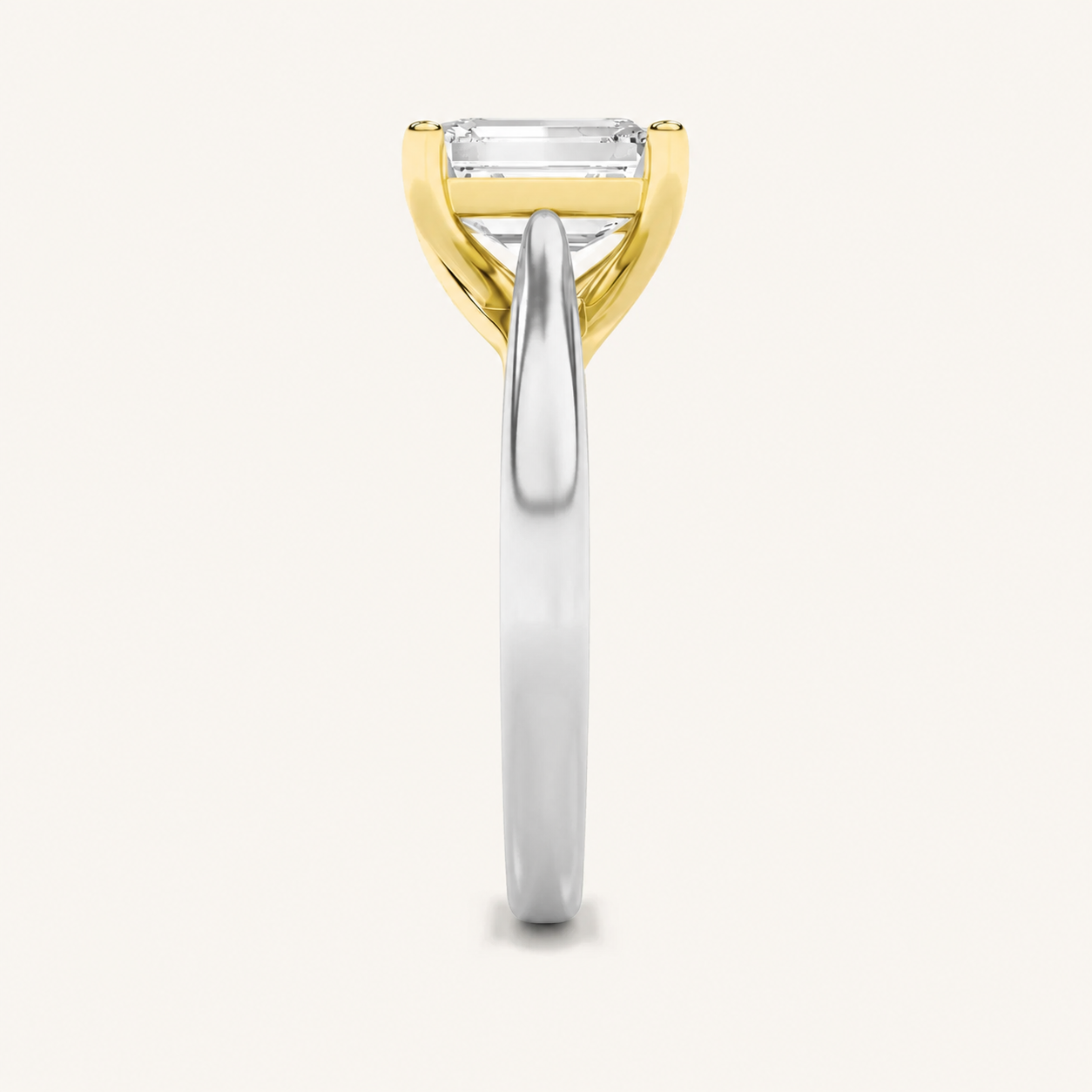 2CT Radiant Cut Lab Grown Diamond Two Tone Cathedral Shank Engagement Ring