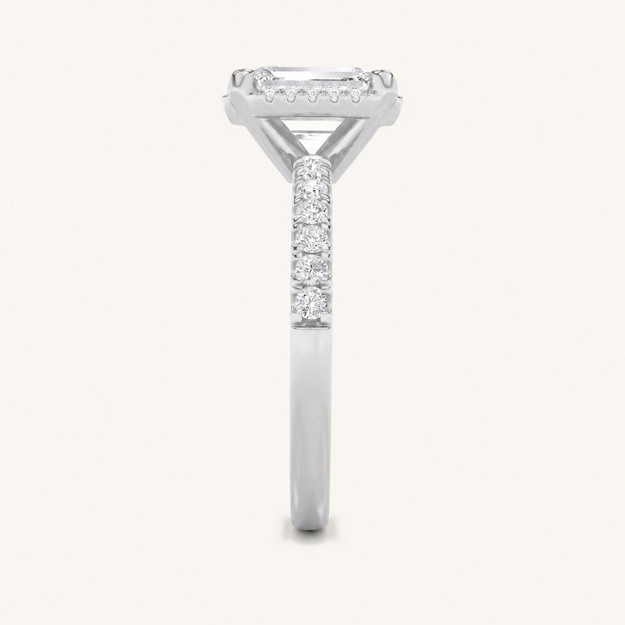 2CT Radiant Cut Lab Grown Diamond Halo Accented Engagement Ring