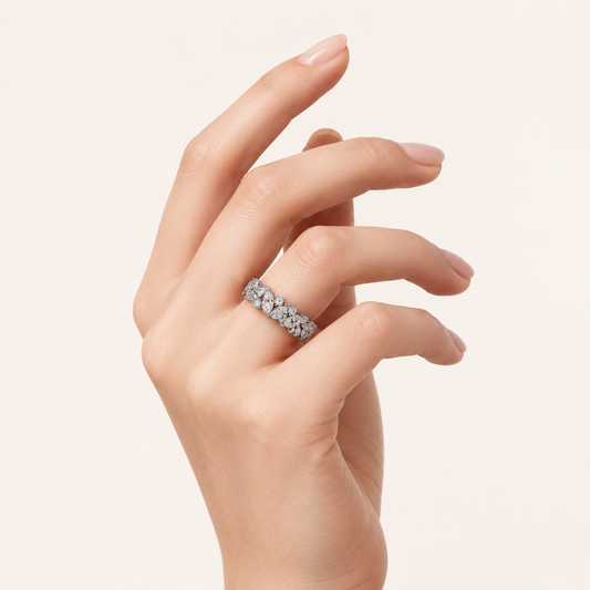 3CT Marquise Cut Lab Grown Diamond Eternity Band Ring