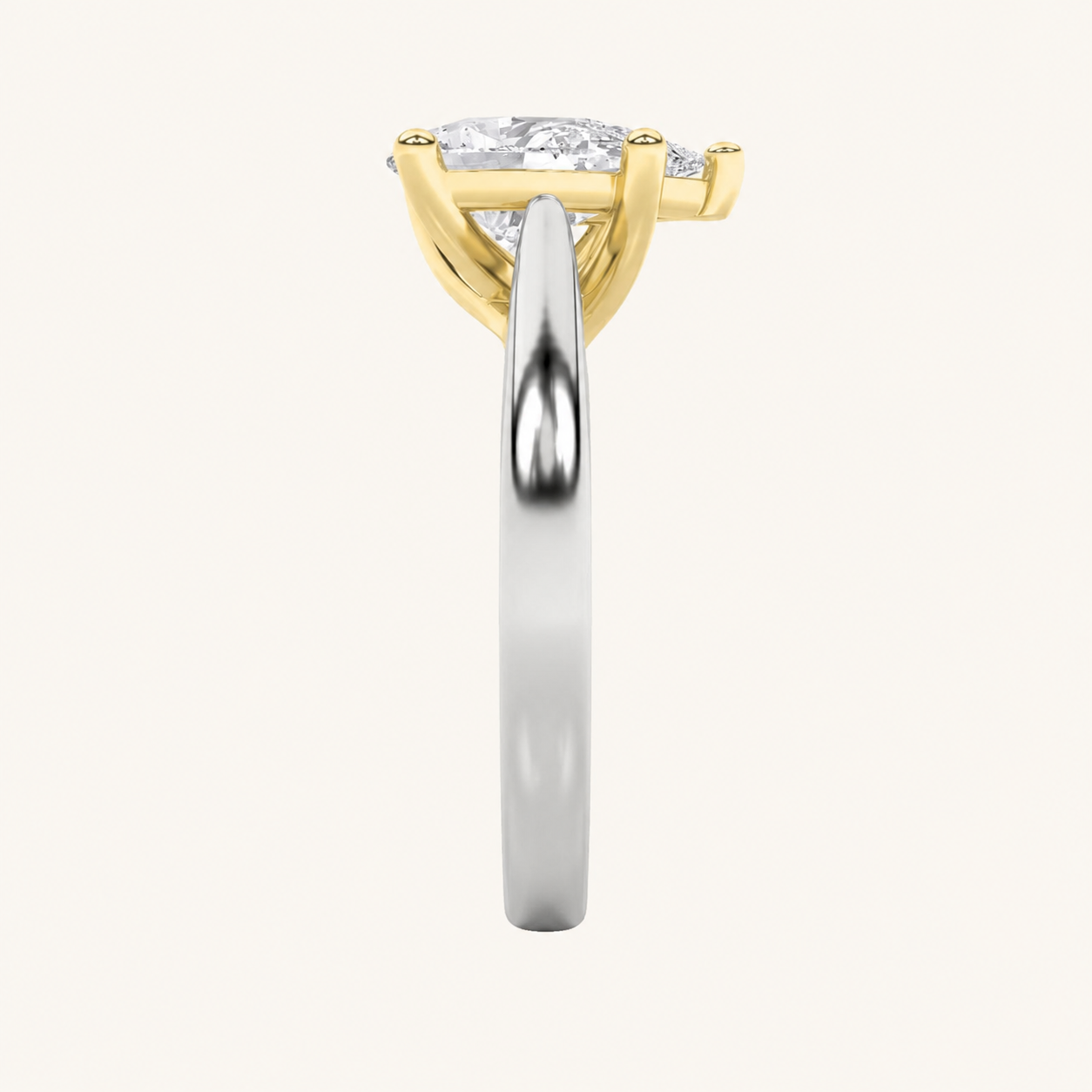 2CT Pear Cut Lab Grown Diamond Engagement Ring