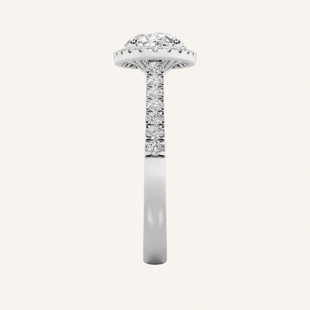 2CT Oval Cut Lab Grown Diamond Halo Ring