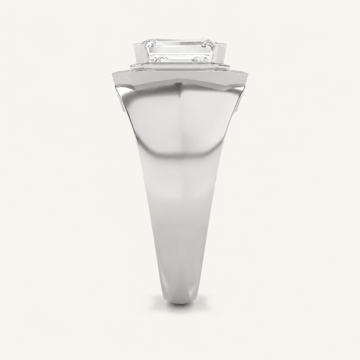 3CT Emerald Cut Lab Grown Diamond Men's Ring