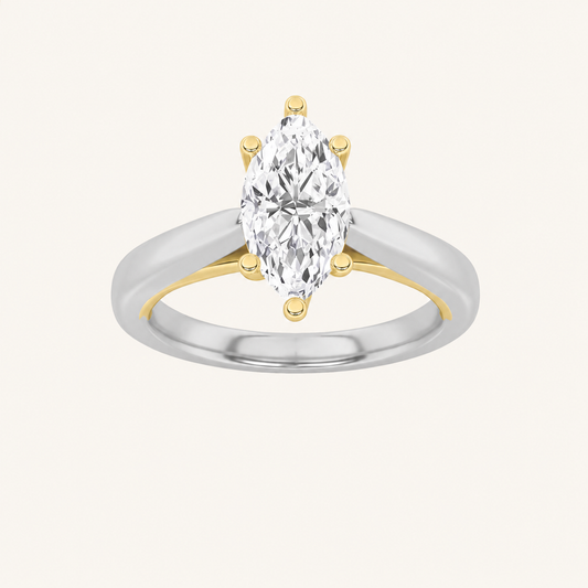 1CT Marquise Cut Lab Grown Diamond Engagement Ring
