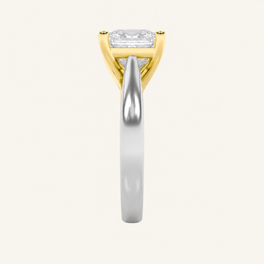 3CT Princess Cut Lab Grown Diamond Engagement Ring