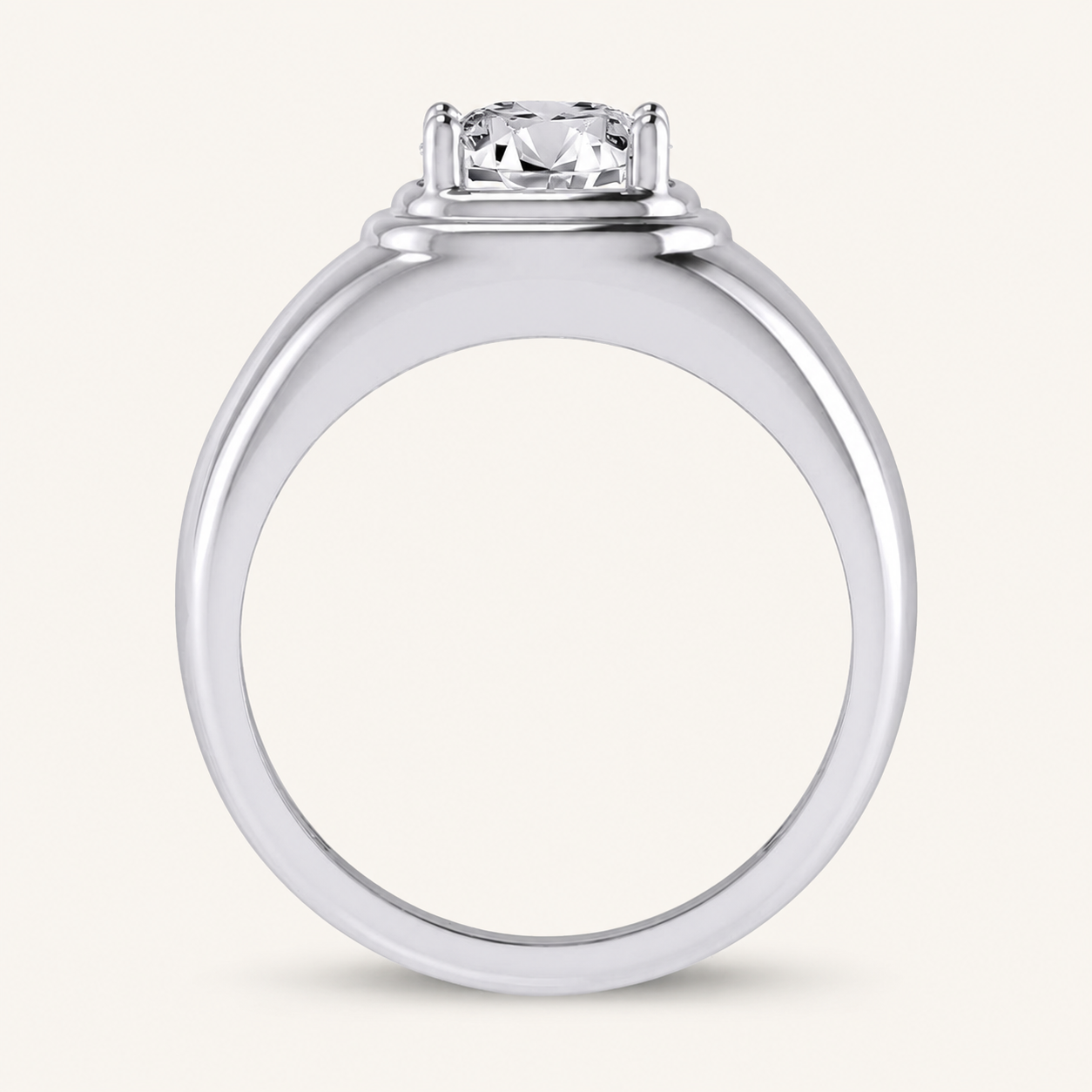2CT Round Cut Certified Lab Grown Diamond Solitaire Men's Ring
