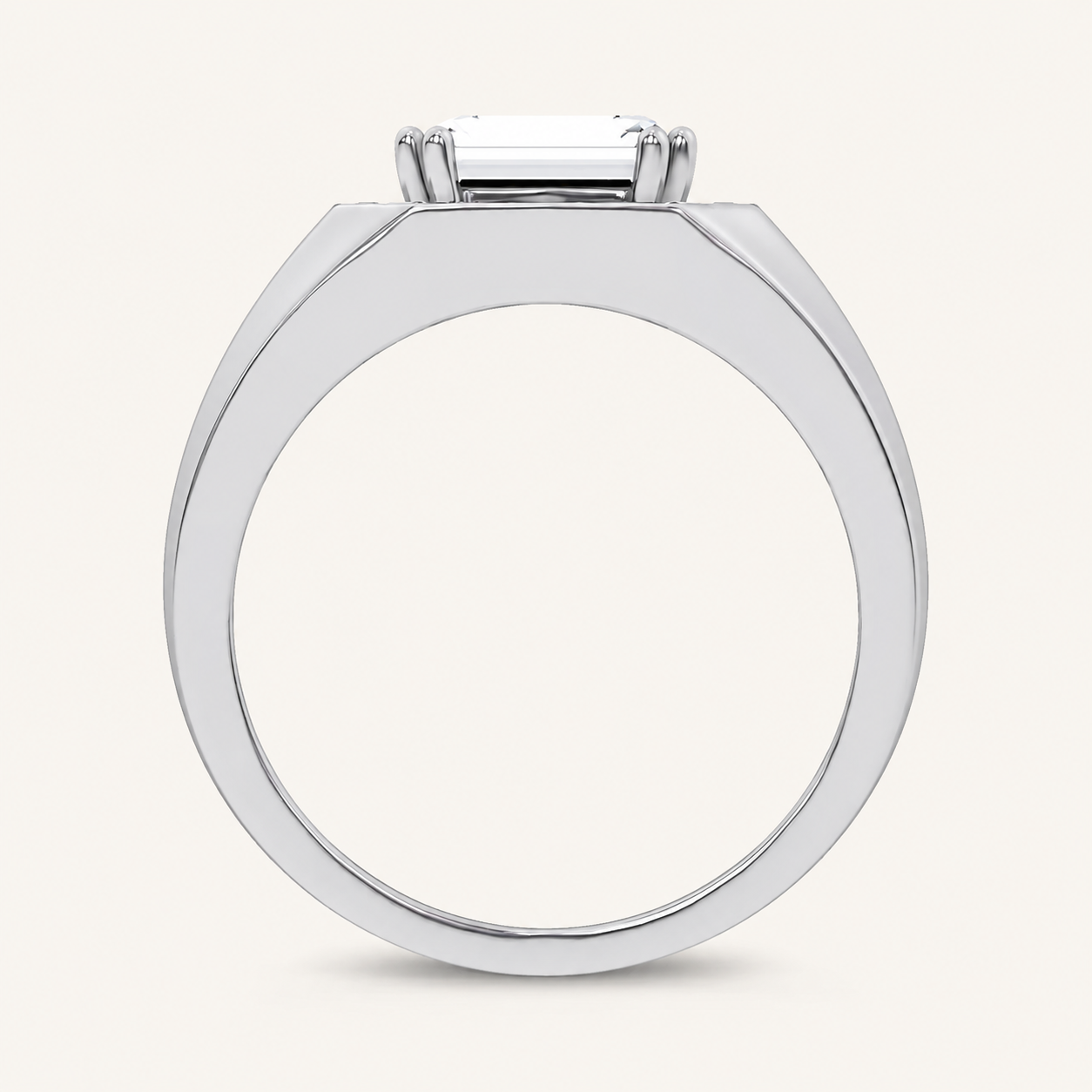 1.98CT Emerald Cut Certified Lab Grown Diamond Halo East West Men's Ring