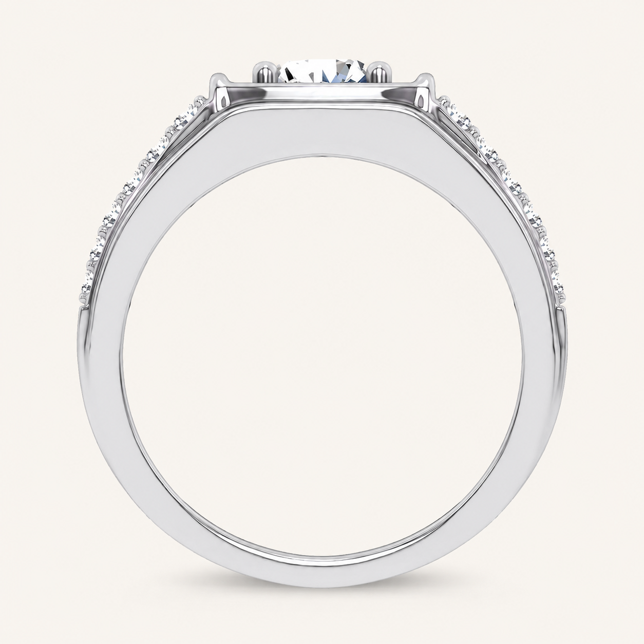 2CT Round Cut Certified Lab Diamond Side Stone Men's Ring