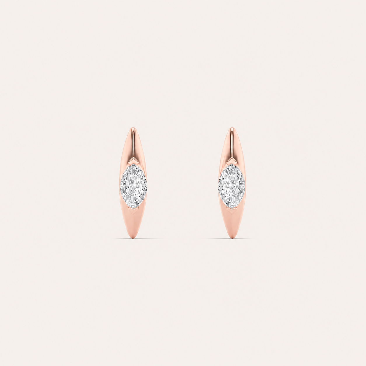 1CT Marquise Cut Lab Grown Diamond Solitaire Huggie Earrings