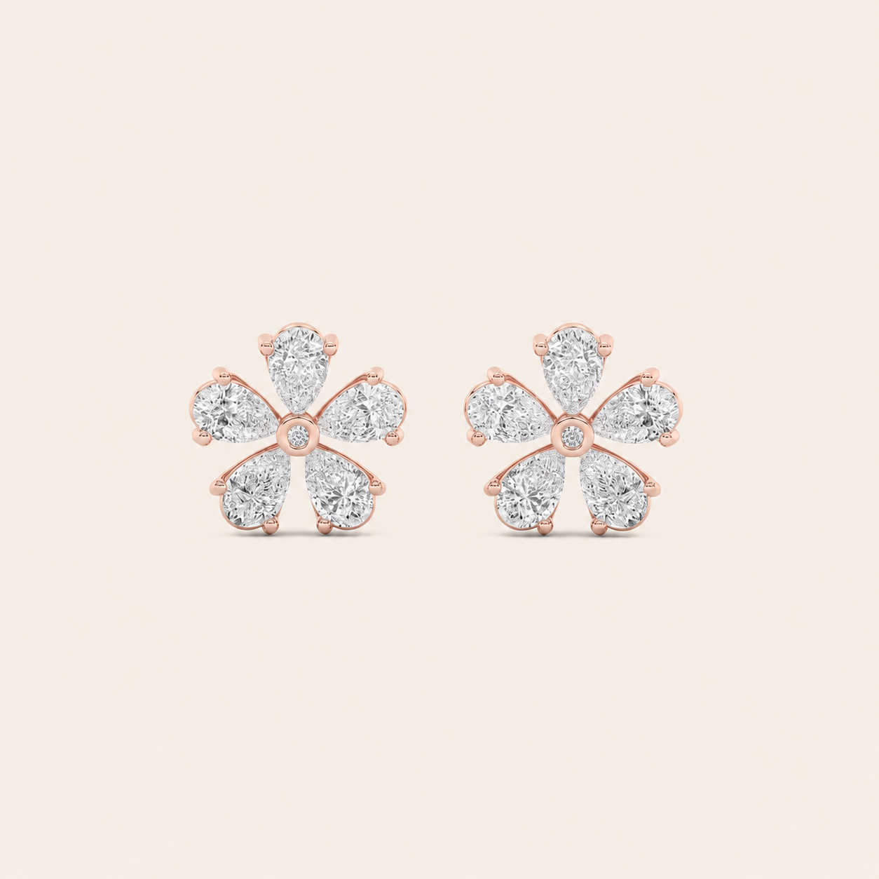 2.5CT Pear Cut Lab Grown Diamond Floral Earrings