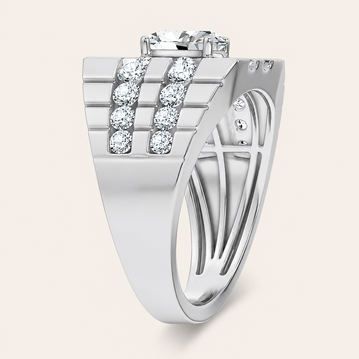 2.25CT Oval Cut Certified Lab Grown Diamond Men's Ring