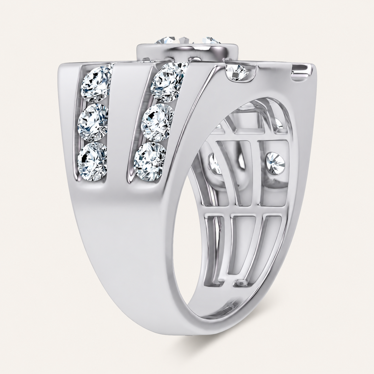 4.49CT Round Cut Certified Lab Grown Diamond Men's Ring