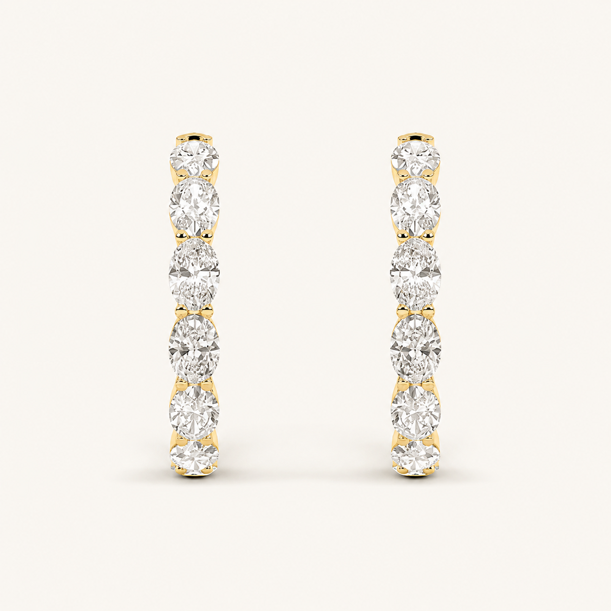 3CT Oval Cut Lab Grown Diamond Inside Out Hoop Earrings